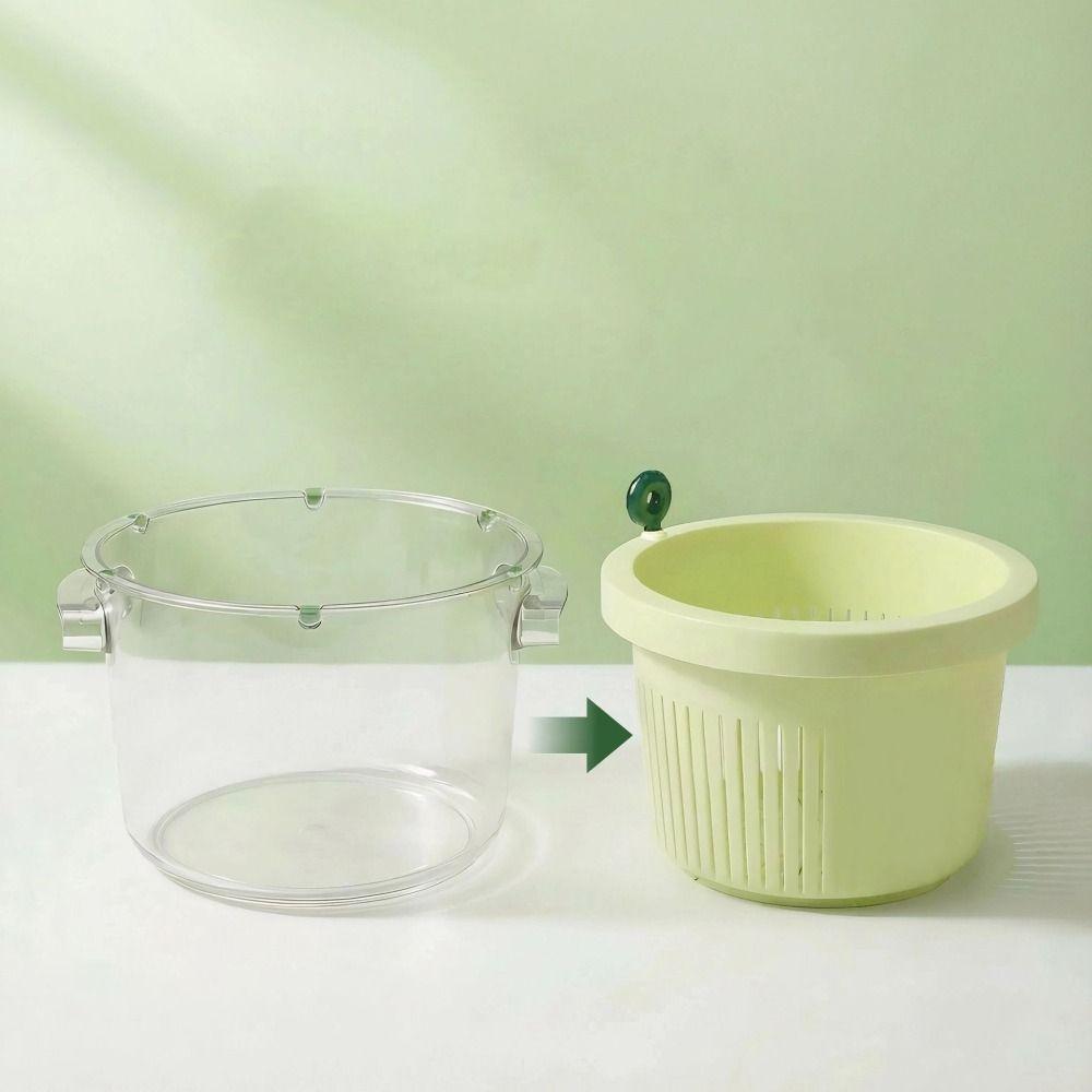 Manual Vegetable Drain Basket 360°Rotatable Large Capacity Vegetable Dehydration Basket Double-layer Plastic Fruit Washing Basin