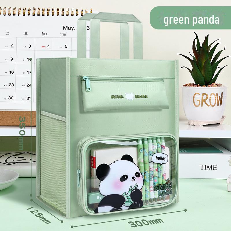 

Прозрачная холщовая сумка для книг и рисования для студентов - портативная и однотонная зелёный