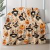 1pc Halloween Pug Print Super Soft Flannel Blanket - Cozy & Comfortable Polyester All-Season Throw with Cute Pug Dogs In Witch Hats & Jack-O'-Lanterns