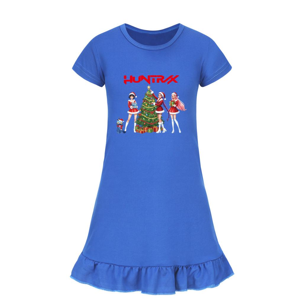 5085 Kids Girls Christmas New Year Mira Zoey Rumi Printed Ruffle Short Sleeves Casual Dress