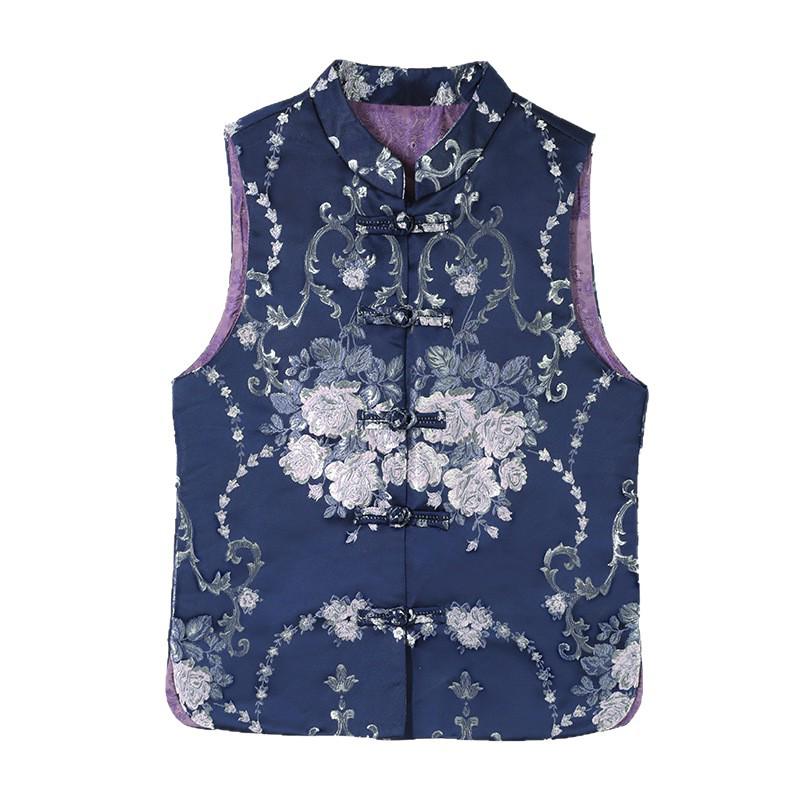 2025 Retro Chiński Styl Dopasowana Bezrękawnikowa Kamizelka - Damska Etniczna Codzienna Moda