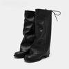 Vintage Thick Heel Women Trouser Legs Boots Fashion Ladies Round Toe Knight Long Booties Botas De Inverno Feminina