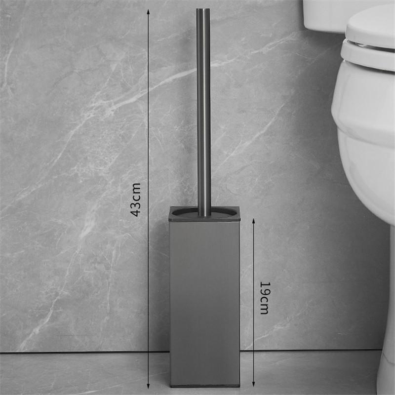 Schwarzer WC-Bürstenhalter mit Bürste, Edelstahl, graues Set zur Reinigung von Badezimmer-WC-Bürsten
