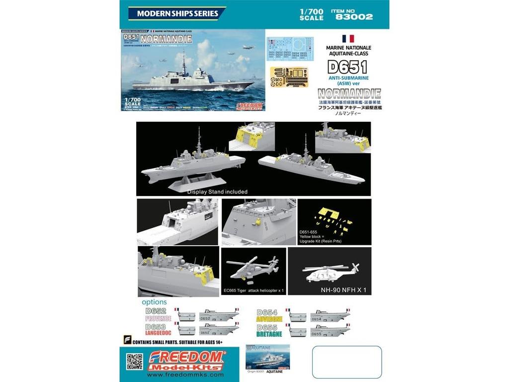 Freedom Model Kit French destroyer D651 Normandy Plastic Model FRE83002 1/700 Aquitaine-class (Ship)