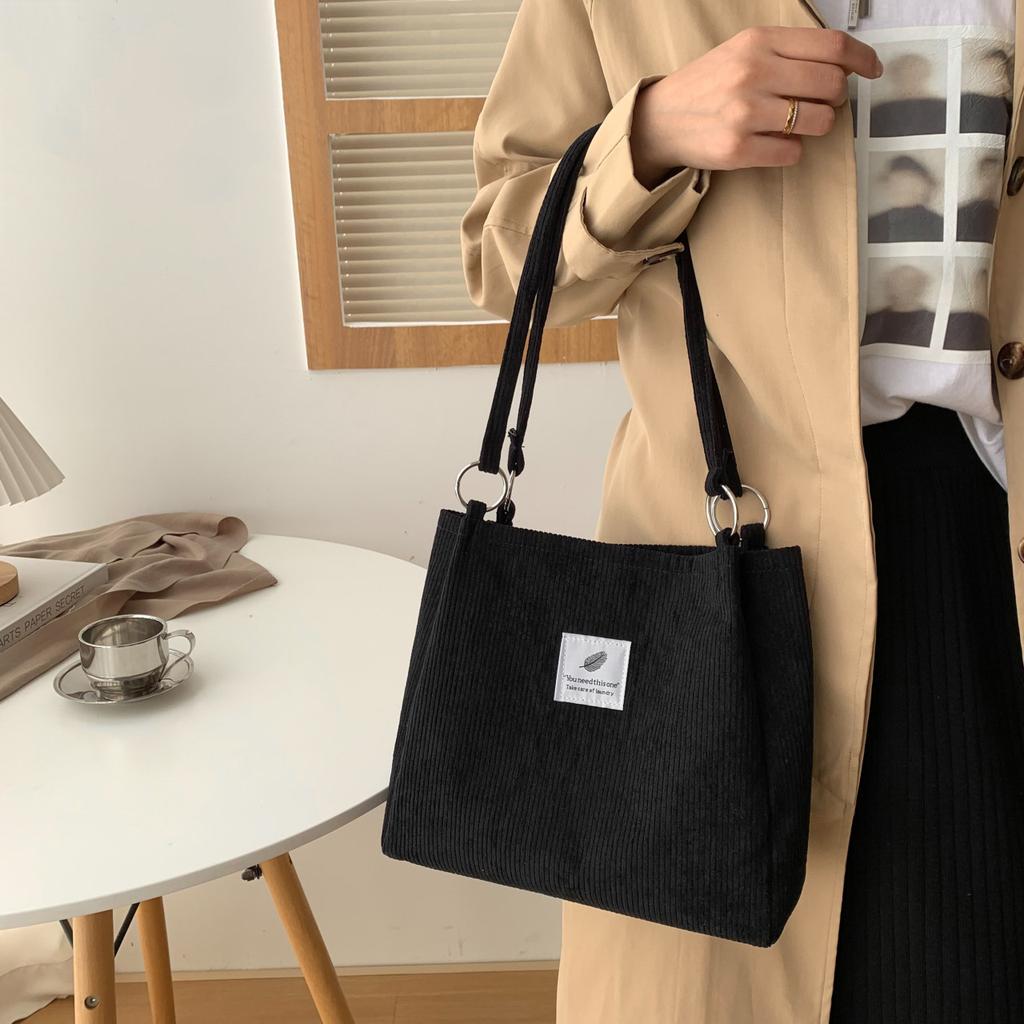 Casual Women's Corduroy Shoulder Bag Ladies Tote Bag Fashion Handbag Messenger Bags Portable Crossbody Shopper Bag For Ladies