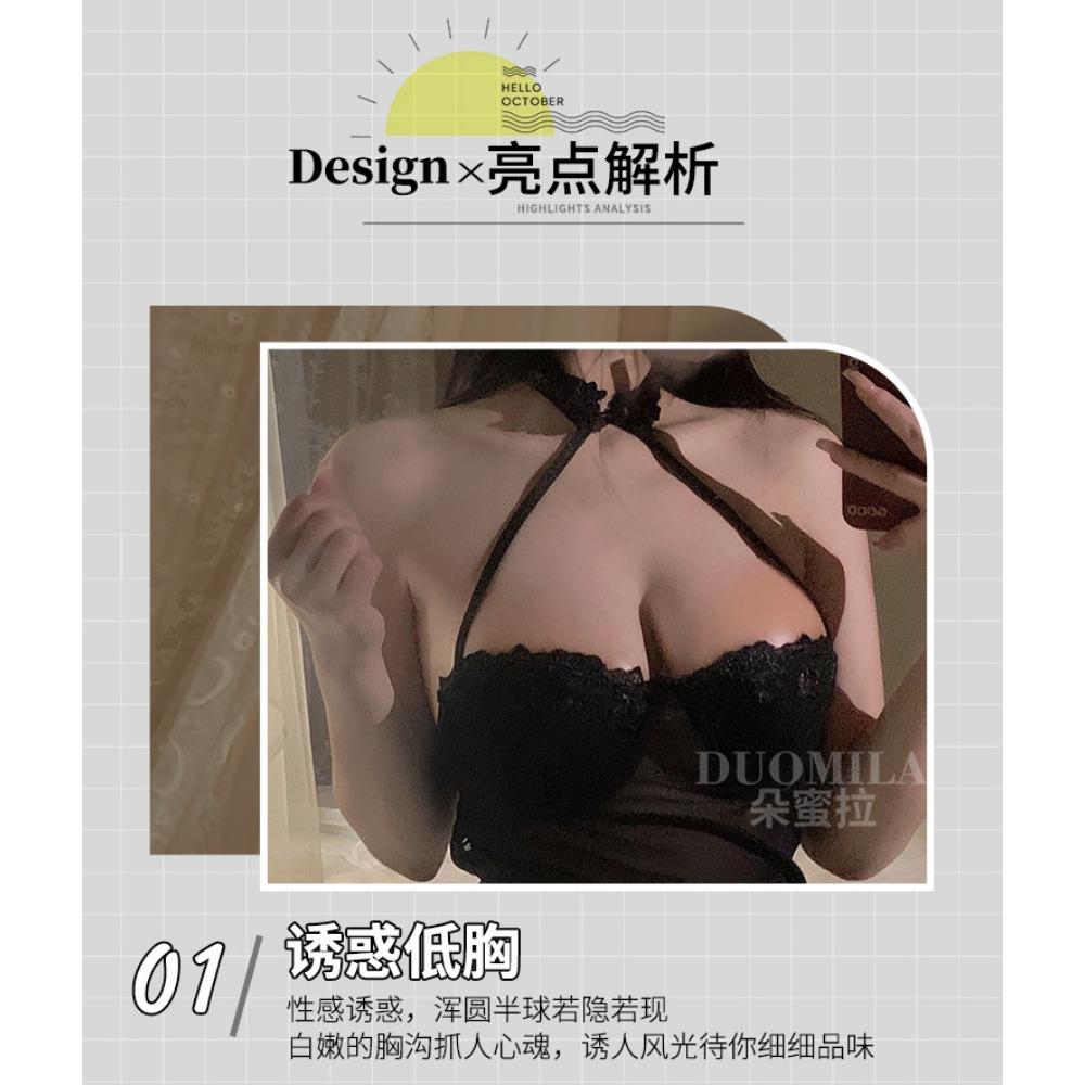 Domila Erotic Underwear Perspective Nightdress Sexy Lace Neck Cheongsam Hot Free Temptation Pajamas F396