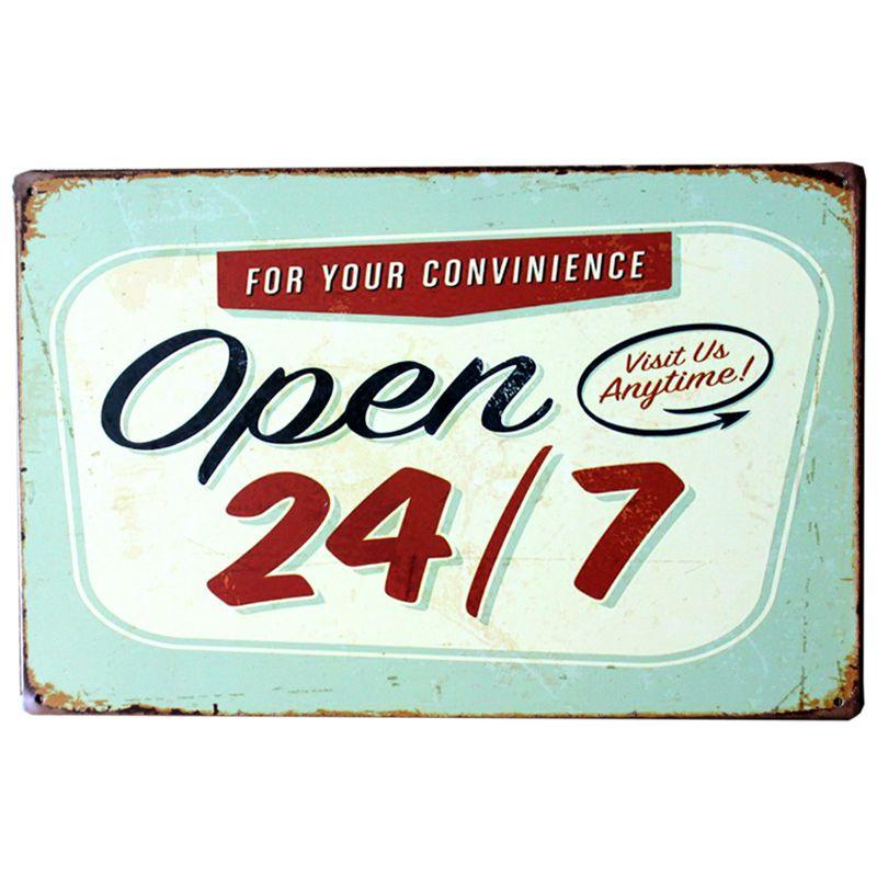 "COME IN WE'RE OPEN " And " SORRY WE'RE CLOSED " Vintage Metal Sign Tin Poster Pub Bar Cafe Shop Entry and Exit Plaque A409