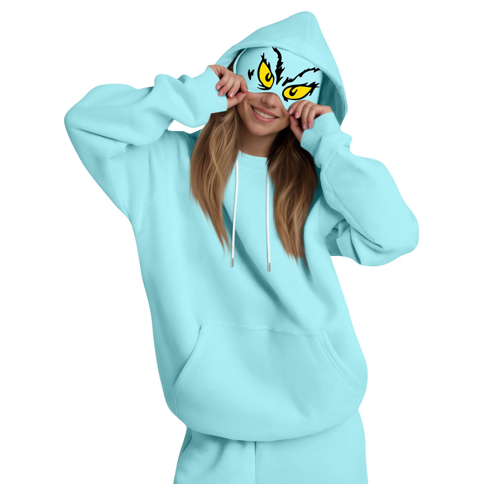 

Женская мода, женский легкий пуловер с длинными рукавами и карманами, толстовка с капюшоном в стиле консервативного стиля L синий