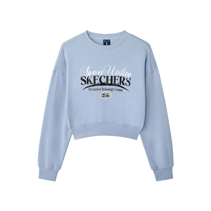 Skechers Sports League Series Warm Comfortable Durable Breathable Loose Short Sleeve Sweatshirt Women tops Lilac-Purple L125W093-02F2 M