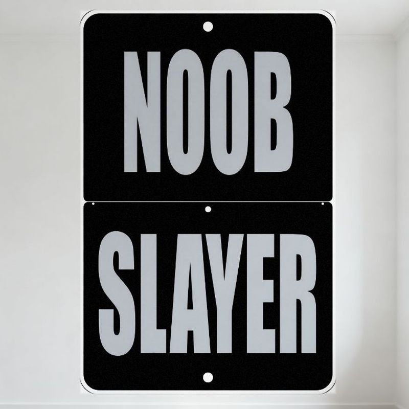 

NOOB SLAYER Gaming Metal Tin Sign, Vintage Style Iron Plaque for Game Room Home Decor, Wall Art with Mounting Holes 20x30cm（7.8x11.8inch）