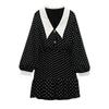 Women's Fashion Summer Spring Polka Dot Print Long Sleeve Slim Casual Dresses