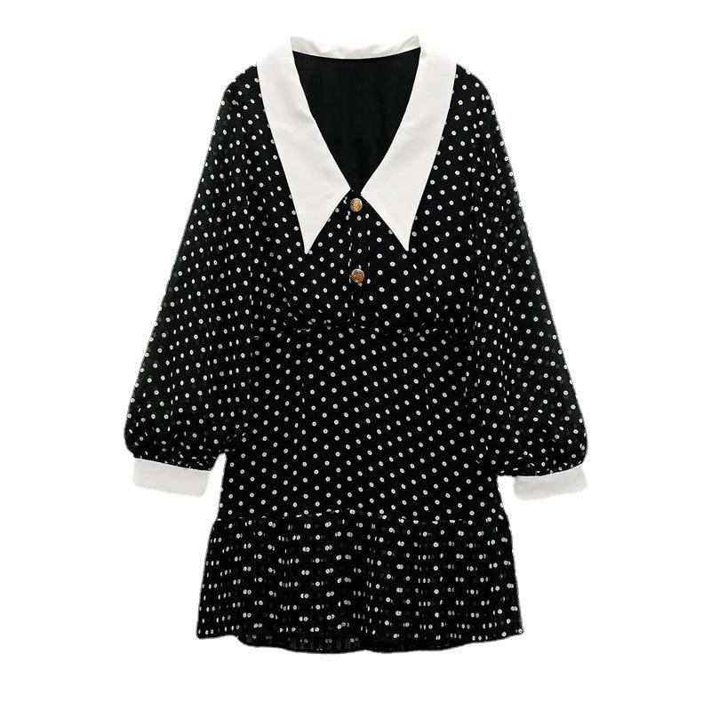 Women's Fashion Summer Spring Polka Dot Print Long Sleeve Slim Casual Dresses