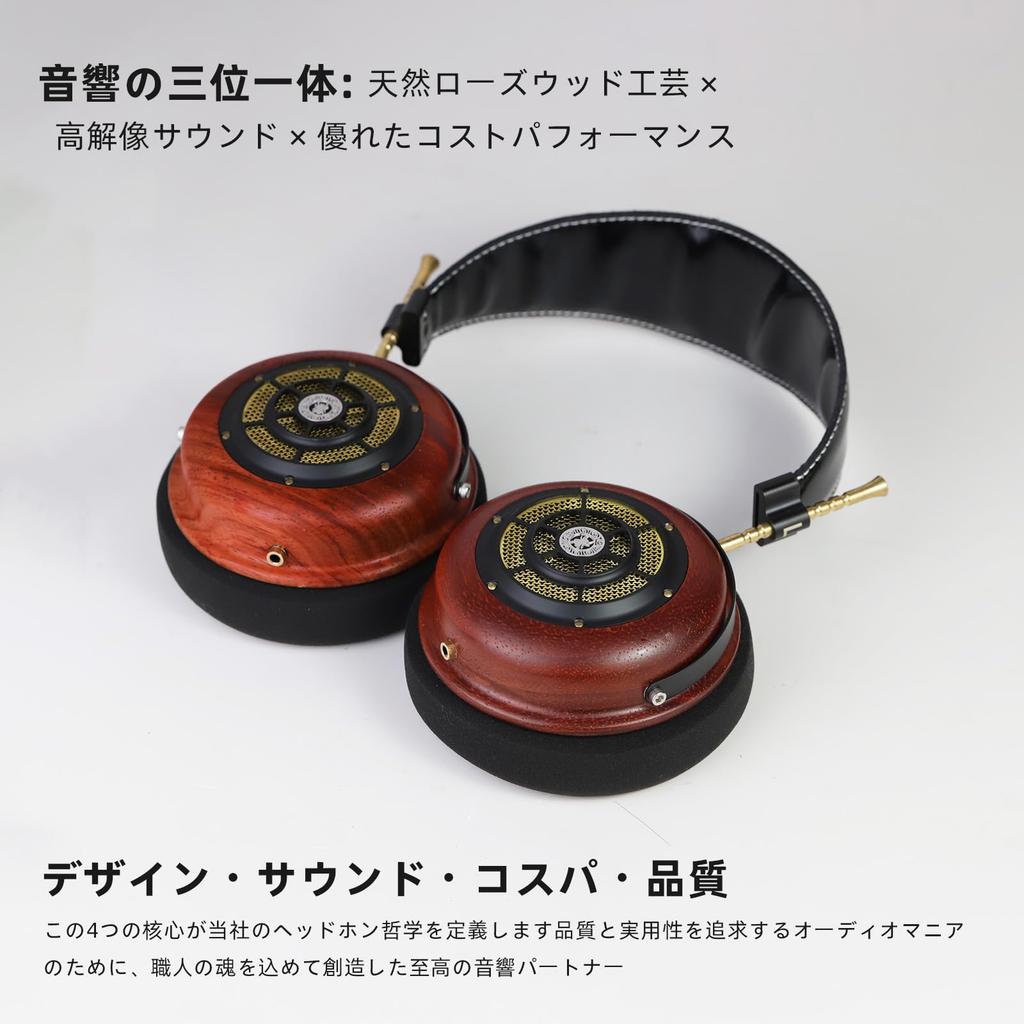 Fones de Ouvido okcsc Spider com Fio, Semi-Abertos, Rosewood Over-the-Ear, Unidade de Diafragma Plano Feita à Mão, para Ouvir Música e Filmes, 3,5 mm