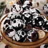 12/24Pcs Exquisite Cow Print Ball Christmas Tree Ornaments Shatterproof Western Cowboy Christmas Ball DIY 6CM Xmas Decorations