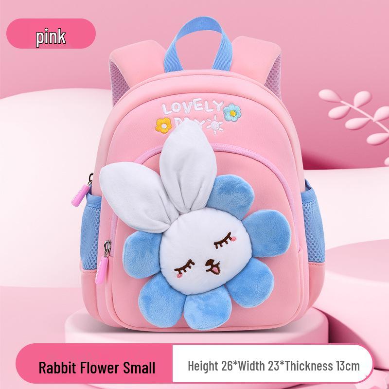 

Neoprene Flower Rabbit Backpack: Girls Spine-Friendly, High Capacity, Double Shoulder Kindergarten Bag