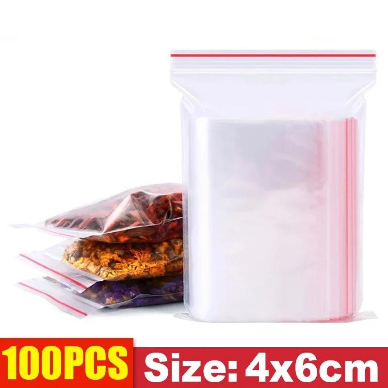 100/200/300PcsThicken Zipper Sealed Bags Clear Plastic Storage Bag for Food Packing Reclosable Zippers Sealing Pouch Wholesale