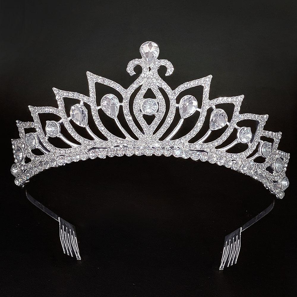 Rhinestone Wedding Tiara Crystal Bridal Comb Crown for Bride Prom Queen Cake Topper Decor Girls Princess Party Hair Zircon Gift