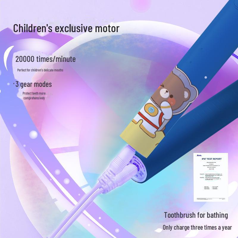 Children's Electric Toothbrush: Waterproof, Fully Automatic Sonic with DuPont Antibacterial Bristles.