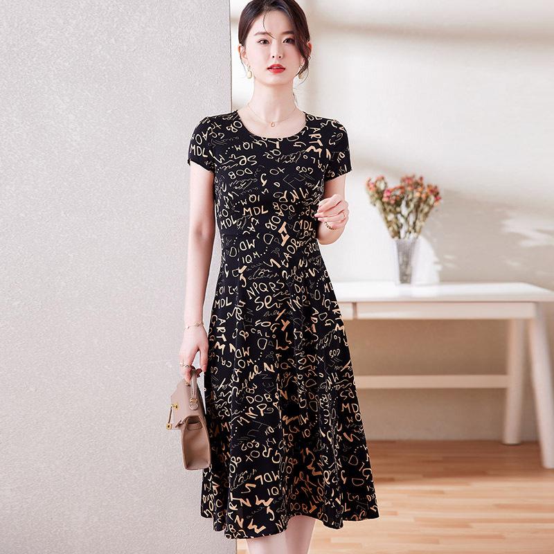 Vestido Floral de Verano Talla Grande - Manga Corta, Cintura Definida, Estilo Delgado