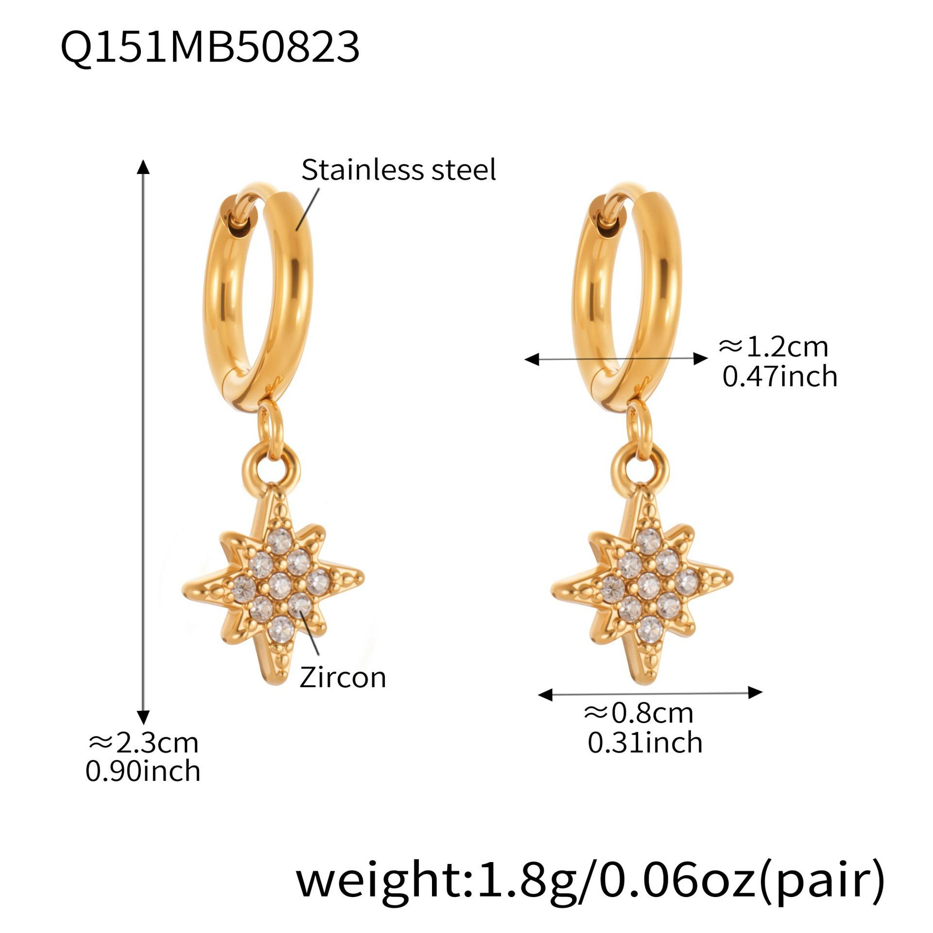 Exquisite Qiong Yao Style 18K Gold Plated Stainless Steel Ear Cuff with 5A Cubic Zirconia Heart Drop Earrings