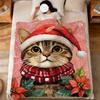 Cute Cartoon Christmas Kawaii Cat Flannel Soft Warm Plush Blanket for Sofa Living Room Pet Hogar Bedroom Gift Home Car Portable