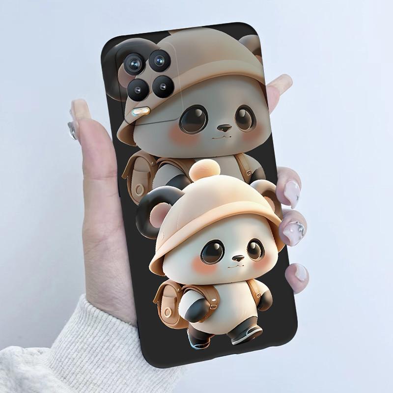 For Realme 8 Pro Case RMX3085 Soft TPU Silicone Cover Cute Cartoon Panda Phone Case For Oppo Realme8 4G 5G RMX3081 RMX3241 Funda