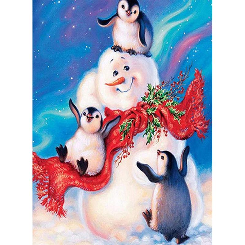 Fai da te Cartone Animato Pupazzo di Neve Pittura Diamante 5D Trapano Rotondo Completo Babbo Natale Ricamo Diamante Regalo di Natale Kit di Ricamo Regalo