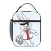 1 Piece Zipper Closure Vintage Hare Storage Bag Pocket White Rabbit School Lunch Food Box Reusable For Lunch Food Bag