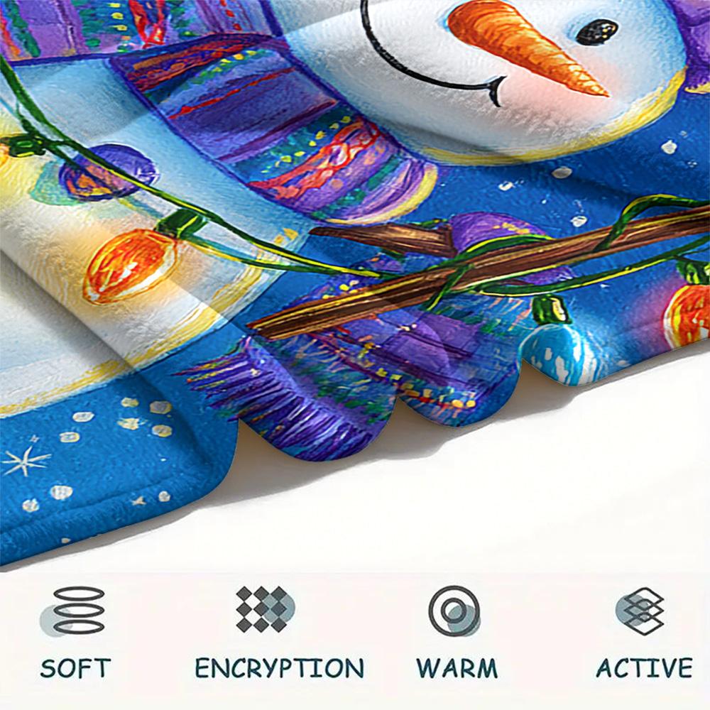 Schneemann-Print Flanelldecke, Hohe Qualität, Bequem für alle Jahreszeiten, Heimdekoration, Wärme und Komfort, Perfekt für Weihnachtsgeschenke