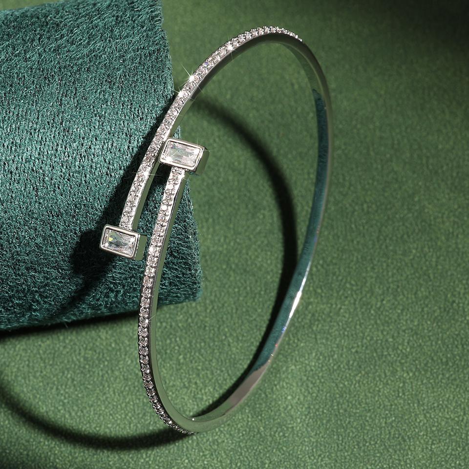 

ZAKOL Элегантный геометрический квадратный циркон открывающийся браслет Женский Свадебный подарок на годовщину Аксессуары для платья Циркон