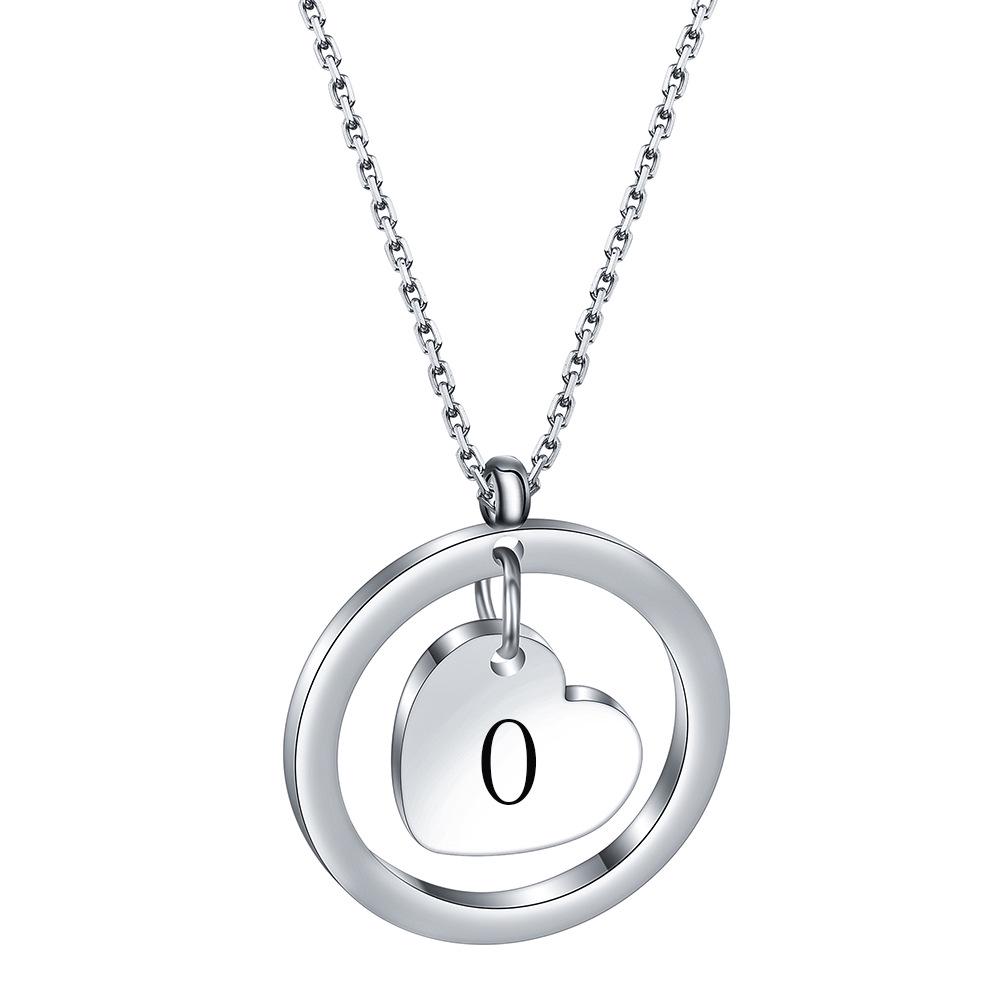 Round Heart Initial Necklace, 304 Stainless Steel, Custom Engraved, 26 Letters, Gift for Women