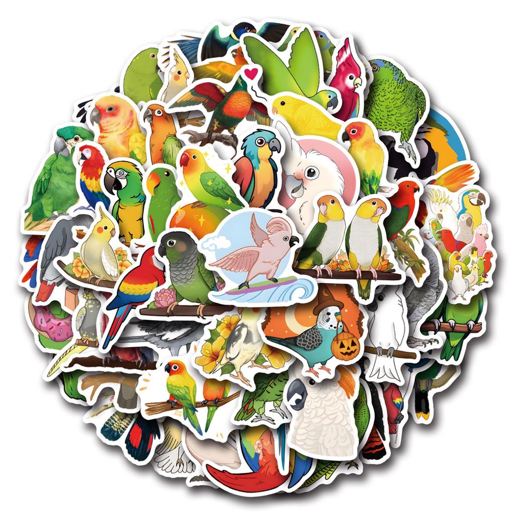55 Parrot Colorful Parrot Doodle Stickers Decorative Scooter Laptop DIY Stickers