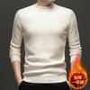Popular men's autumn and winter integrated fleece semi-turtleneck sweater pullover solid color knitted sweater men's fleece guarantee