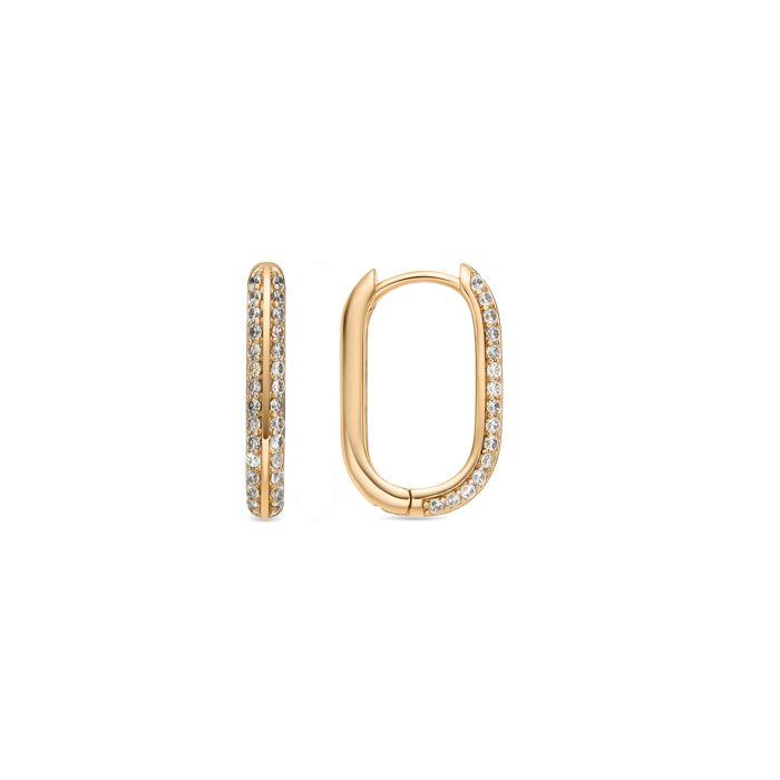 Boucles d'oreilles - LUXENTER - Moer - Or jaune 18k - Zircone blanche - Demi-créole 19,6 mm