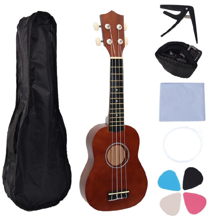 21Inch Ukulele Educational Musical Instrument Toy Acoustic Guitar Set Wood Texture for Music Classes and Home Practice