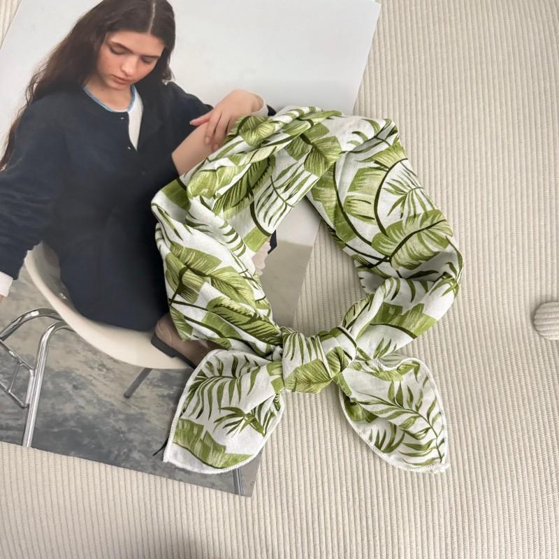 Premium 90Cm Floral Large Square Scarf Cotton And Linen Silk Scarf Women'S Headscarf Thin Scarf Sun Protection Shawl Outer Yarn