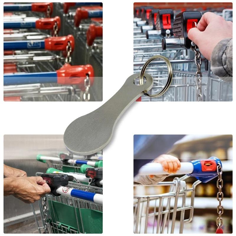 Metal Key Ring Shopping Cart Tokens Stainless Steel Keyring Keychain Shopping Cart Token Coins Protable Unlock Release Key