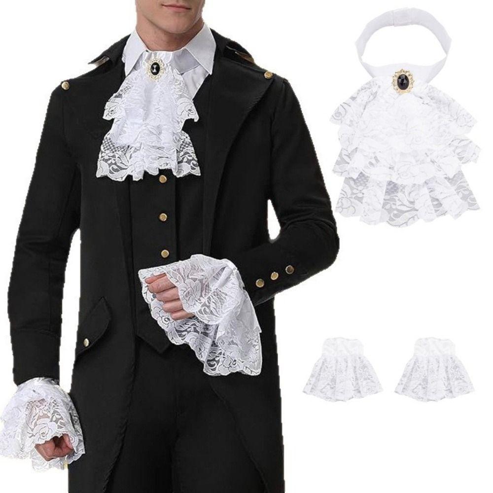 Detachable Lace Jabot Collar Ruffled Steampunk Costume Victorian Lace Jabot Cosplay Events