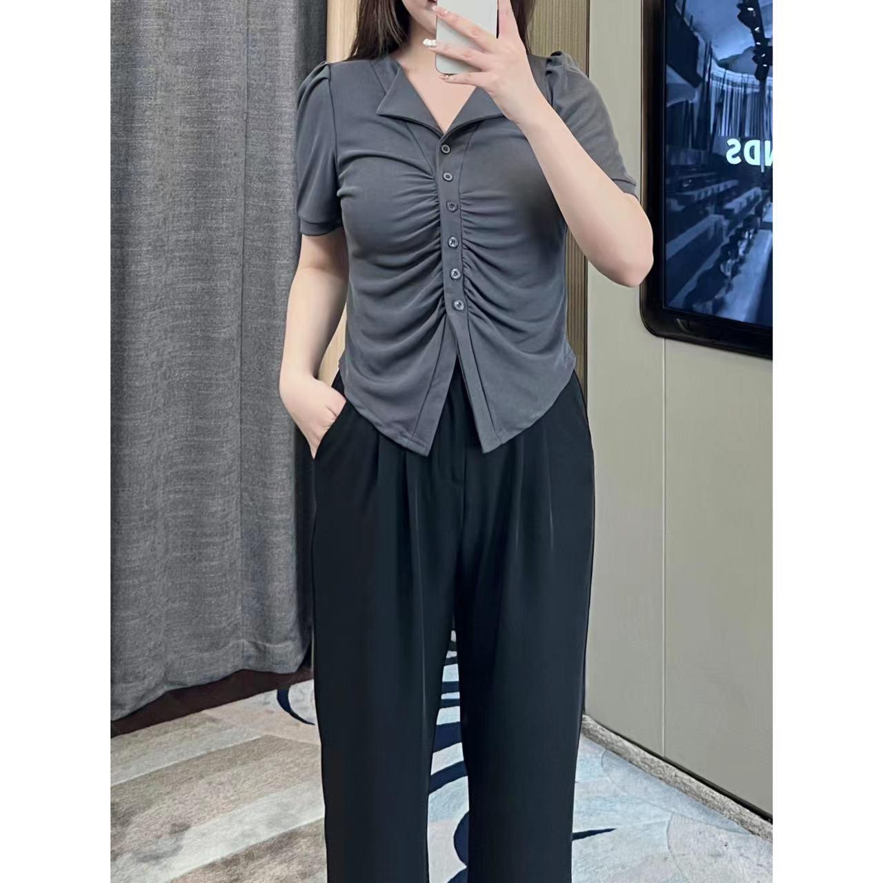 

Комплект в корейском стиле: весенний кардиган и брюки широкого кроя для женщин 2XL (135-150 Jin)