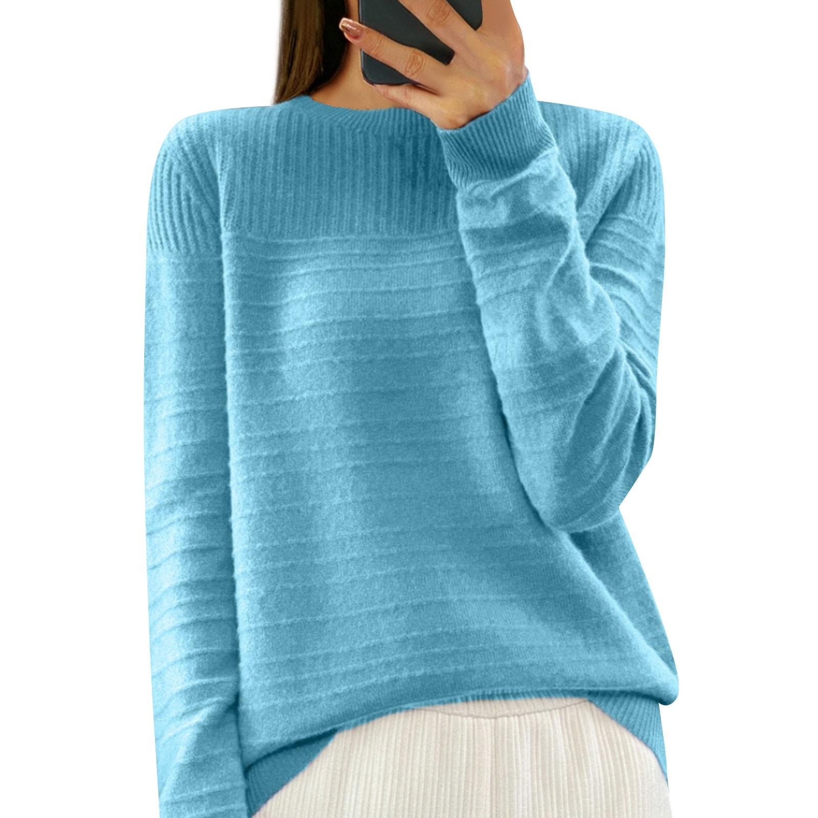 

Женский модный круглый вырез однотонный вязаный свитер топ пуловер повседневный свитер M