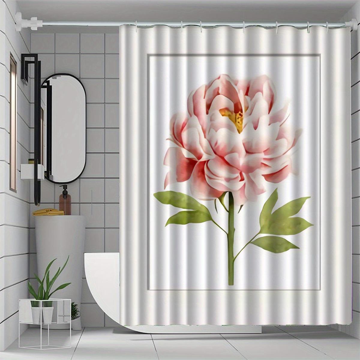 

Элегантная Цветочная Шторка для Душа - Водостойкий Полиэстер, Машинная Стирка, В Комплекте 12 Крючков W90xH180cm