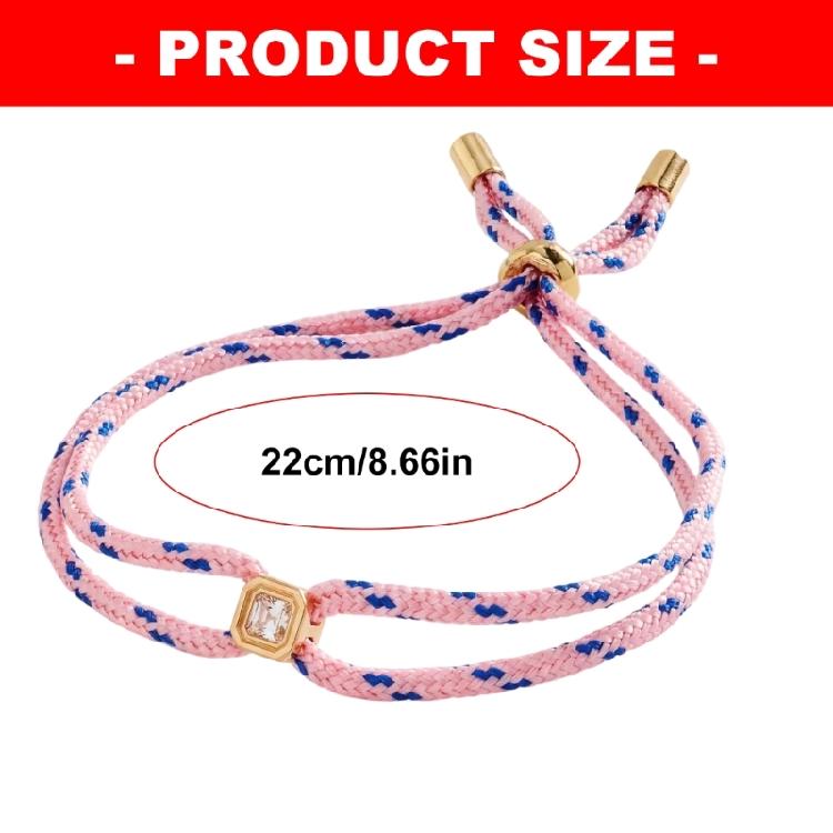 Kordelarmband mit verstellbarem Schiebeknoten und quadratischem Akzent, geflochtenes Armband für lässiges Styling und als Geschenk
