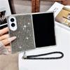 Plně diamantový kryt na telefon Bling pro Samsung Galaxy Z Fold 8 Fold 7 Fold 6 5 4 Fold8 Ultra s třpytivým řemínkem Luxusní pokovený kryt