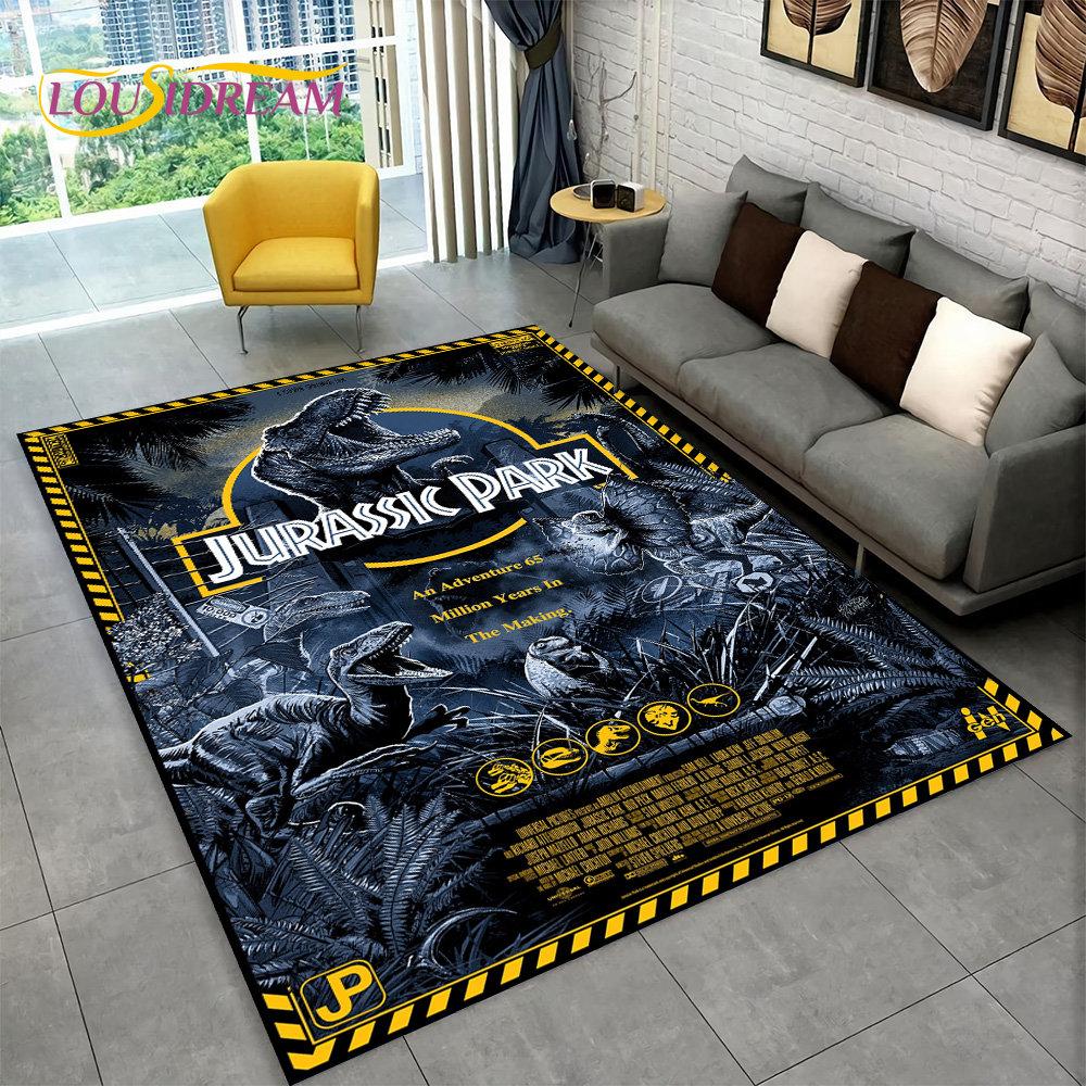 3D Cartoon Jurassic Park Dinosaur Area Rug Large,Carpet Rug for Living Room Bedroom Sofa Doormat Decor,Child Non-slip Floor Mat