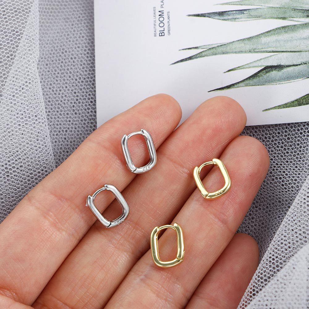 Simple Geometry Circle Women Men Silver Plated Party Accessories Hoop Earrings Huggie Earrings Fashion Jewelry Gift Ear Clips