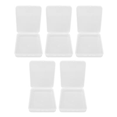 5Pcs Clear Small Plastic Container Box Rectangular Dustproof Transparent  Storage Box with Hinge