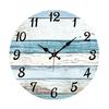 2D Flat Wooden Wall Clock Silent Quartz Movement Hand-Painted Clock Home Office Bedroom Living Room Digital Analog Clock Decoration
