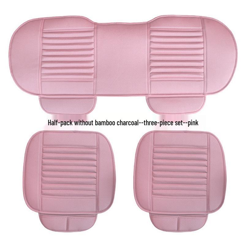 Bamboo Charcoal Leather Car Seat Cushion Set, Three-Piece, No Backrest, All-Season Interior Kit