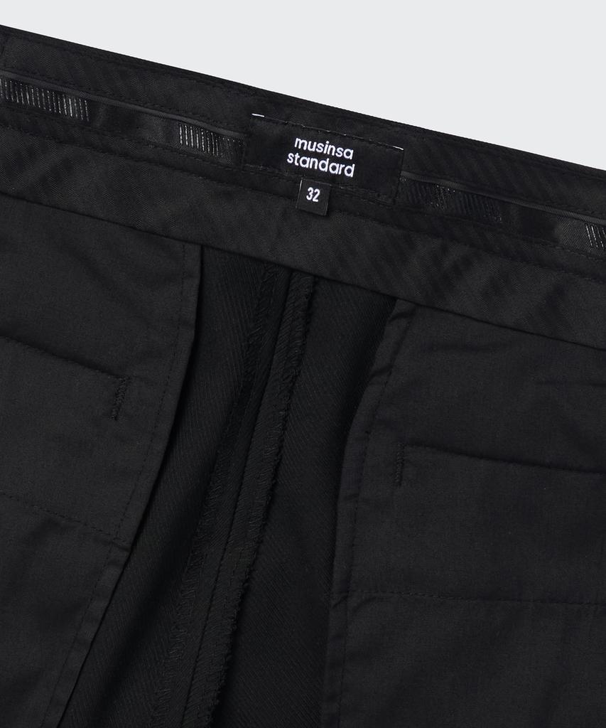 Musinsa Standard Whipcord Wide Hidden Banding Half Slacks [Black]