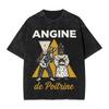 Angine De Poitrine Washed T Shirt Streetwear Hip Hop T-Shirts Polka Dot Tees Tops for Men Women Short Sleeve Oversize Graphic
